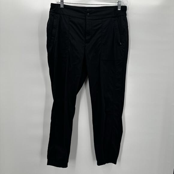 Athleta Pants - Athleta Jogger Womens 12 Black Trekkie Textured Tapered Zip Pockets Hiking